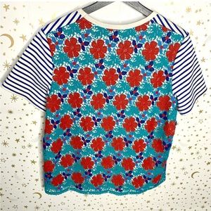 Draper James | Blooming Lace Knit Striped Tee NWT